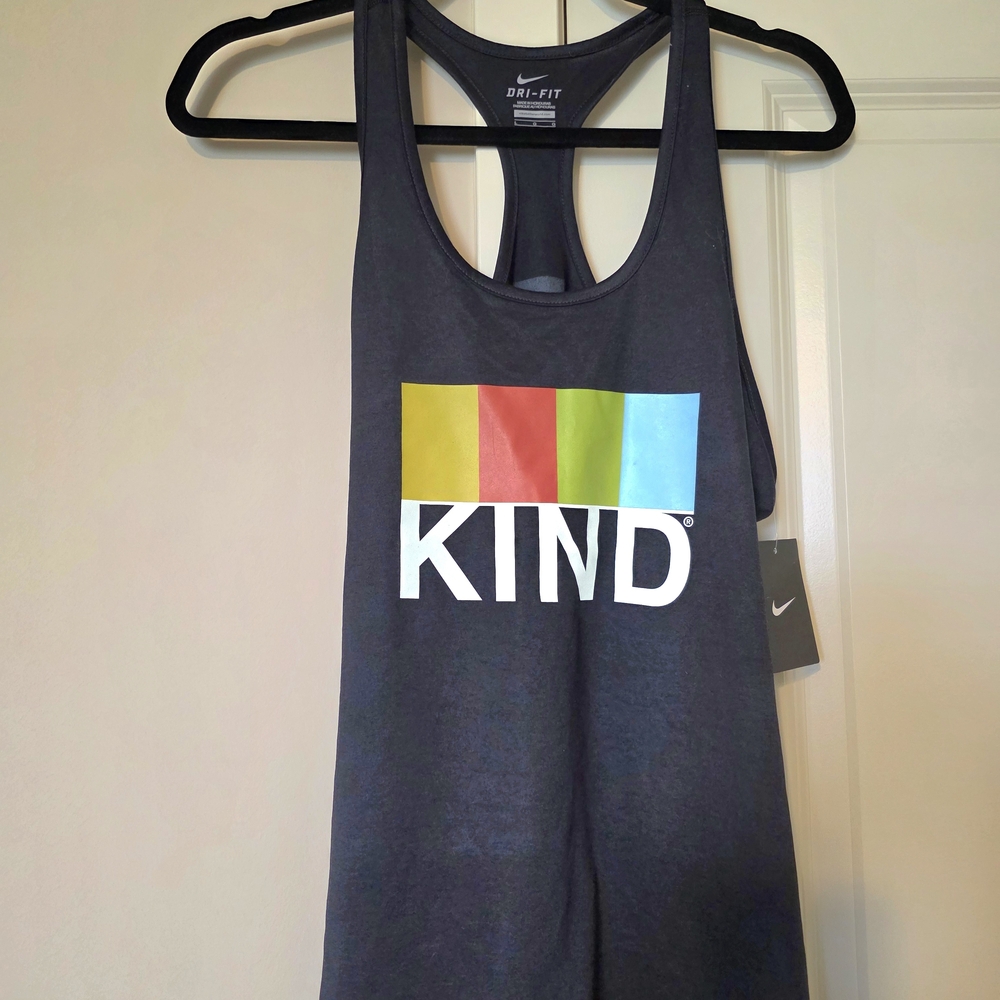 Nike Black 'KIND' Dri-FIT Racerback Tank with Multicolor Graphic